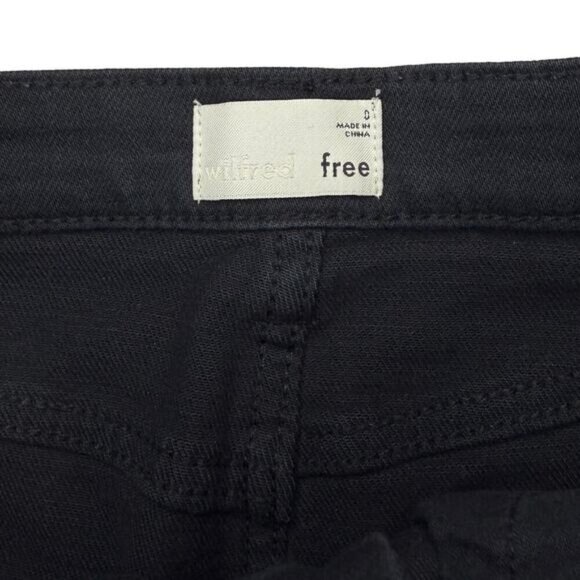 WILFRED FREE Aritzia Tanit Denim Mini Skirt Sz 0 Frayed Cut Off Hem Washed Black - Picture 4 of 6